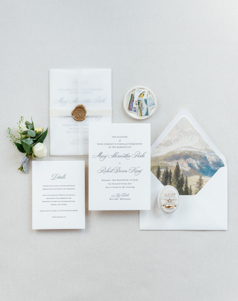 Big Sky wedding flatlay