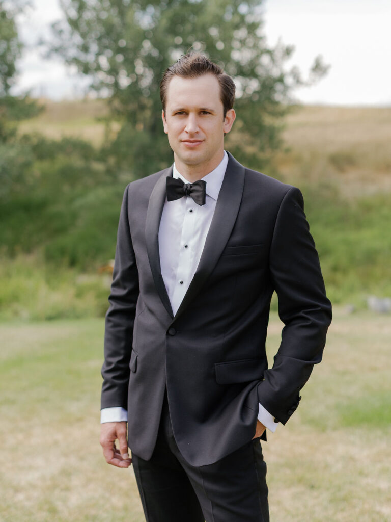 Foster Creek Farm Wedding Montana groom portrait