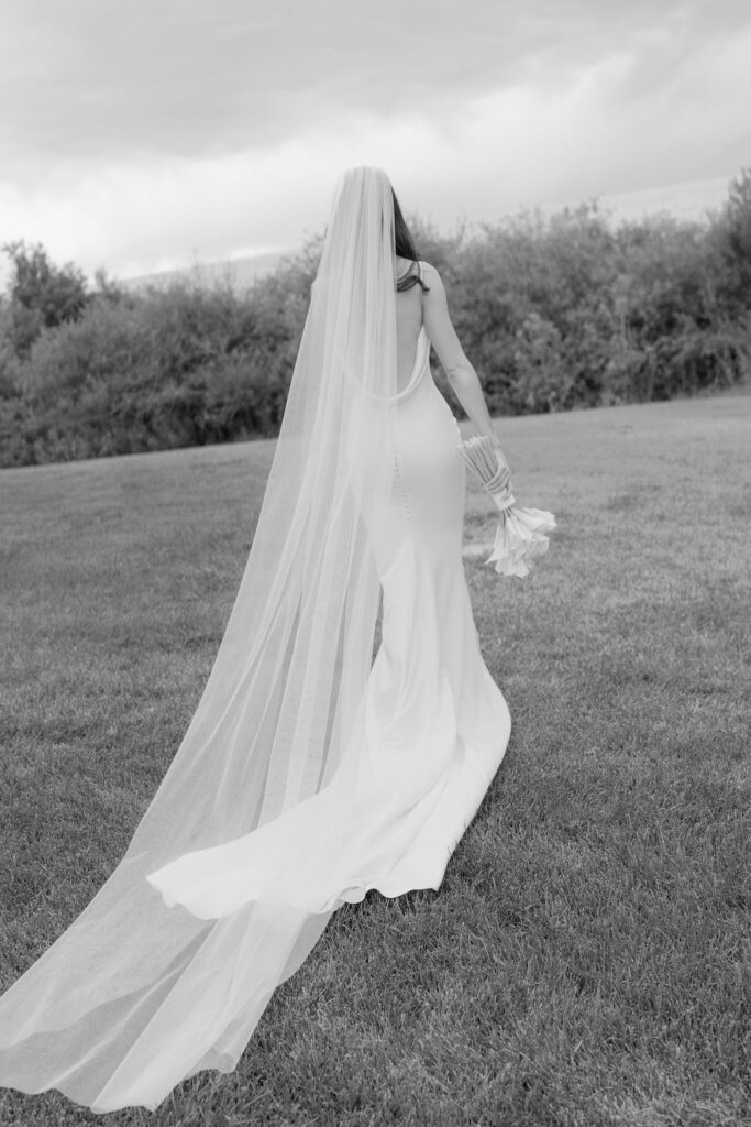Foster Creek Farm Wedding bride with long veil