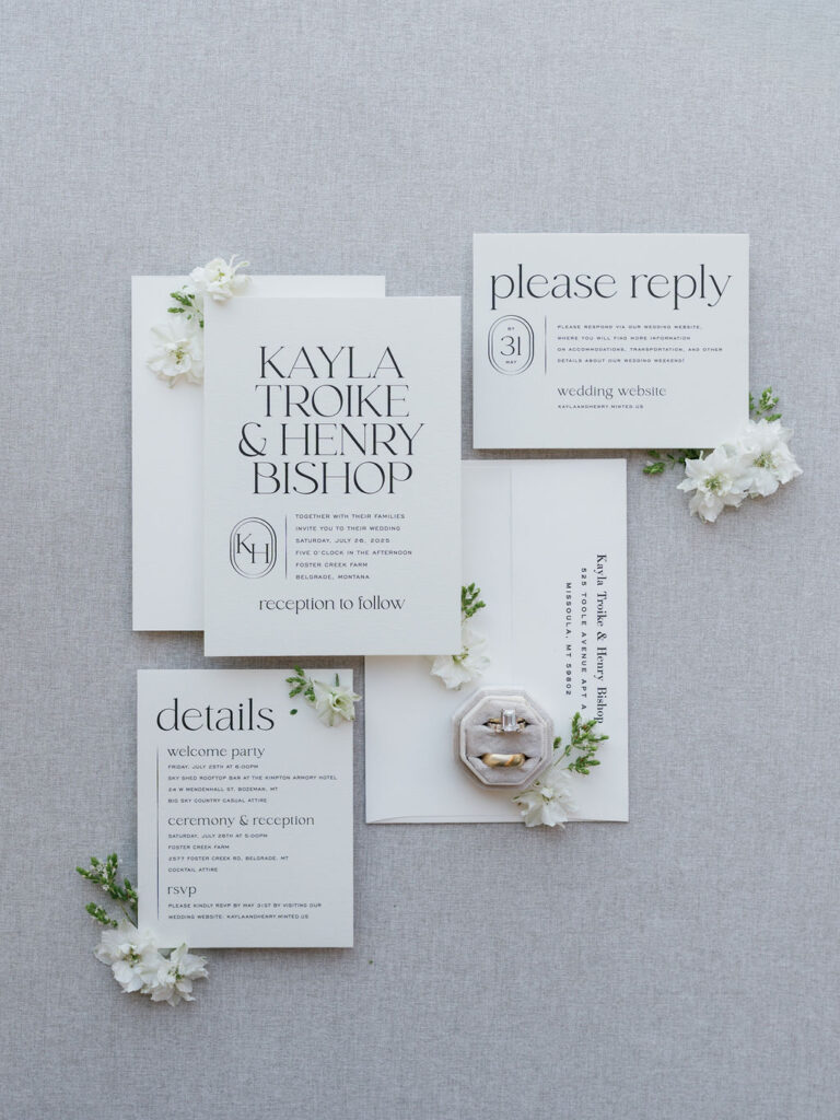 Foster Creek Farm Wedding flatlay