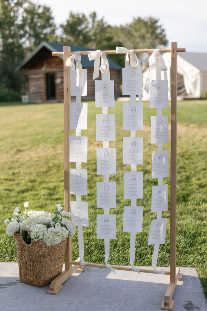 Foster Creek Farm Wedding reception seating chart