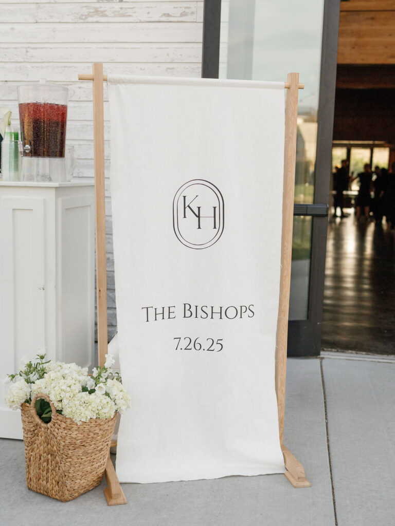 Foster Creek Farm Wedding reception welcome sign