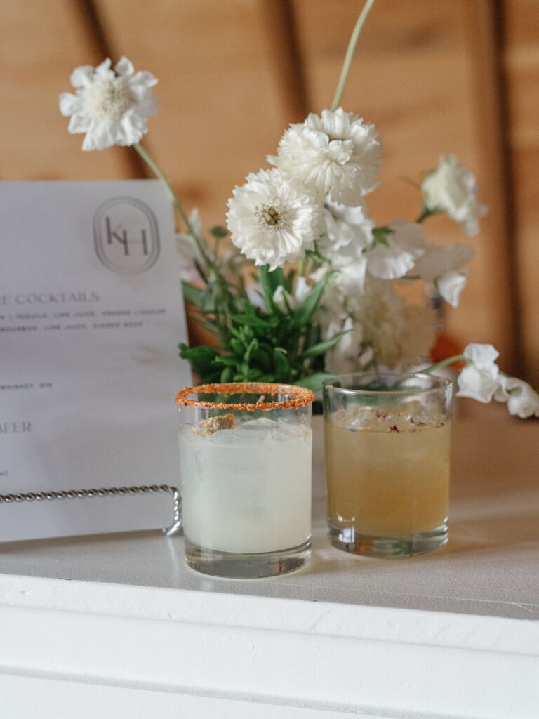 Foster Creek Farm Wedding reception cocktail details