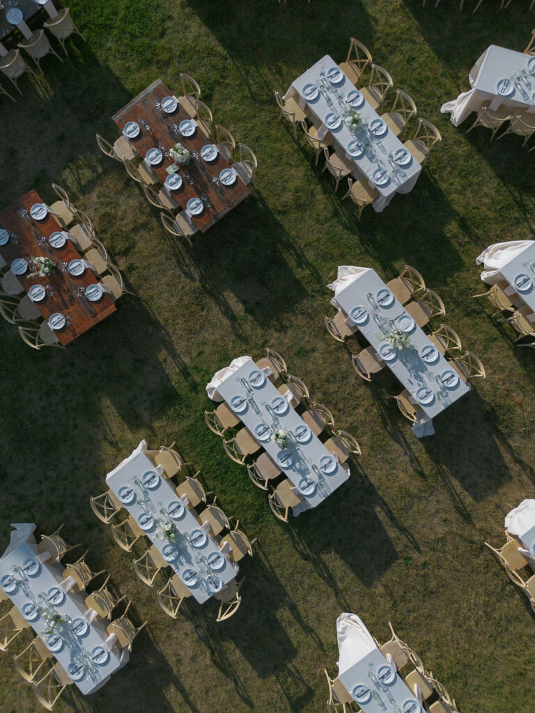 Foster Creek Farm Wedding reception drone shot