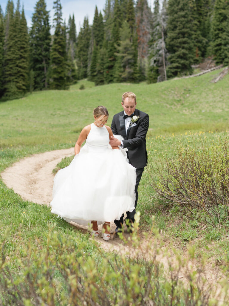 Montana Big Sky resort wedding bride and groom portrait3